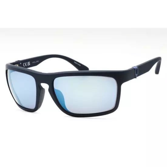 Police Men's Sunglasses Matte Dark Blue Plastic Rectangular Frame SPLF63 06QS