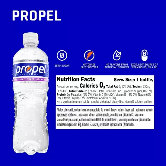 Propel Grape Zero Calorie Sports Drinking Water with Electrolytes & Vitamins C&E