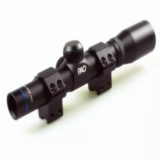 PAO 2x20 Pistol Scope Duplex 30-30 Reticle Long Eye Relief + 9-11mm Mount rings