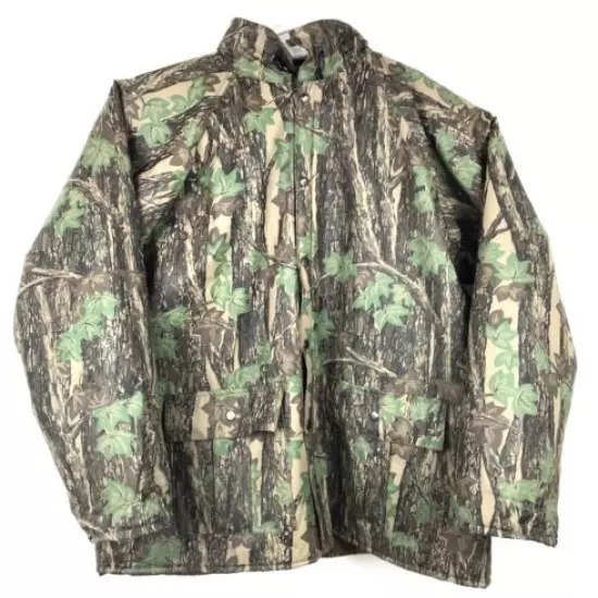 Duck Bay Men's Trebark Hunting Jacket Brown Camouflage Snaps Flap Pockets XL