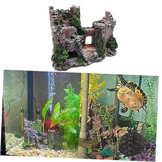 Aquarium Resin Decoration Hideouts Stone Cave Hide House Fish Tank Castle