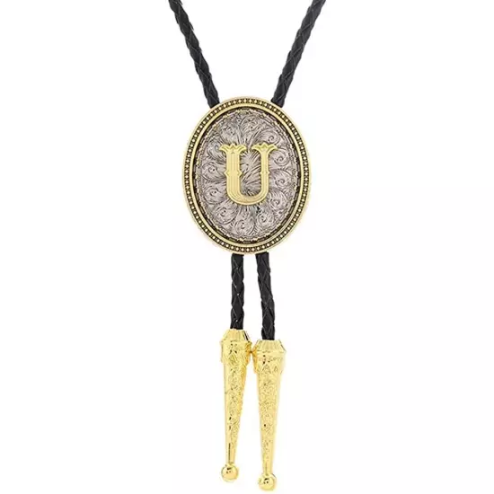 Bolo tie for Men Western Cowboy Golden Initial Letter A to Z Costume Bolo ties