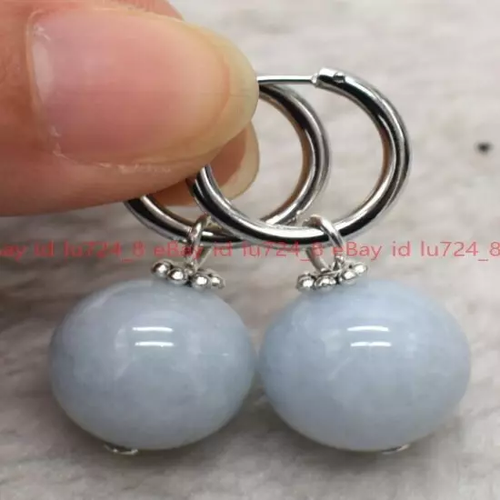 8/10/12mm Natural Multicolor Gemstone Round Beads Silver Leverback Earrings