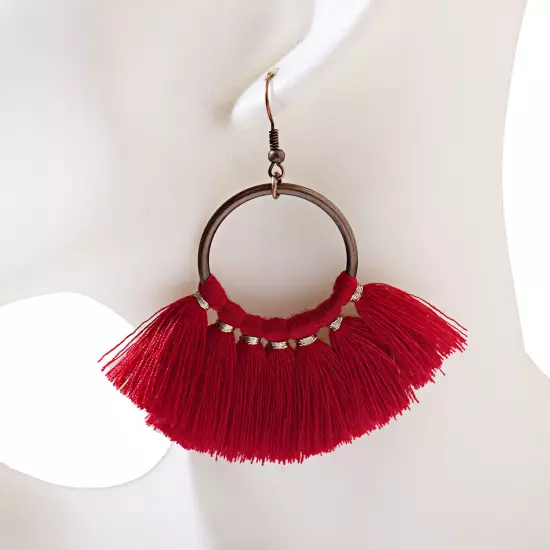 Fashion Women Bohemian Earrings Long Tassel Fringe Drop Dangle Ear Stud Jewelry