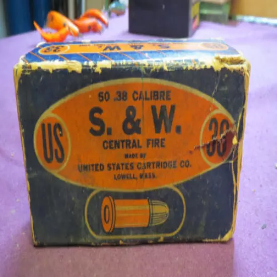 Vintage Rare US Cartridge Co. 38 S&W Central Fire Ammo Shell Box - EMPTY