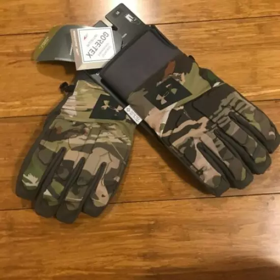 Under Armour UA Mid Season Windstopper Primaloft Forest Camo Hunt Gloves Large