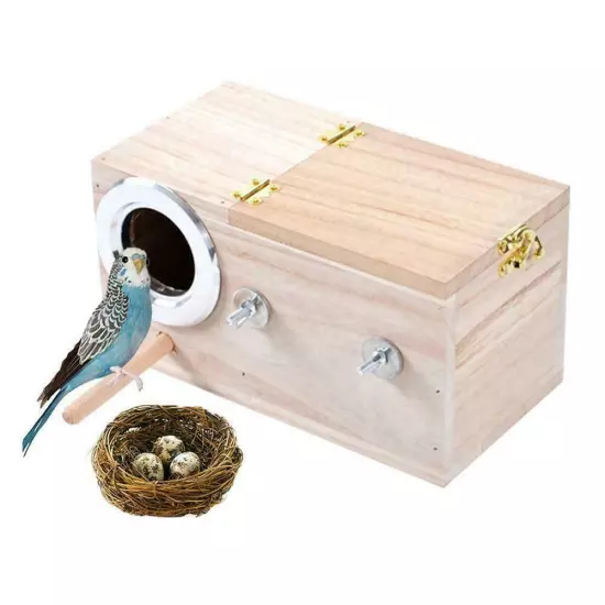 Wooden Small Bird Breeding Box Nesting Budgie House For Bird B4I1 Parrots A4G8