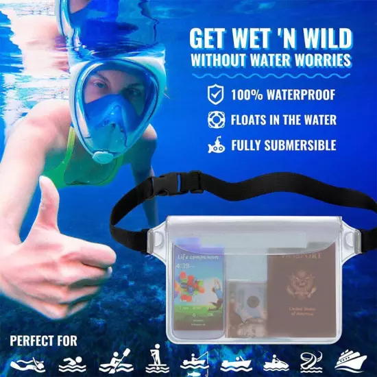 Underwater Waterproof Waist Bag Wallet Pouch Cycling PVC Beach Swimming Dry Case