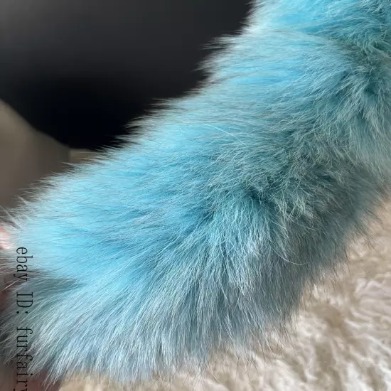 2/5/10 wholesale Dyed Color Real Blue Fox Tail Fur Keyring Pendant Cosplay Toy