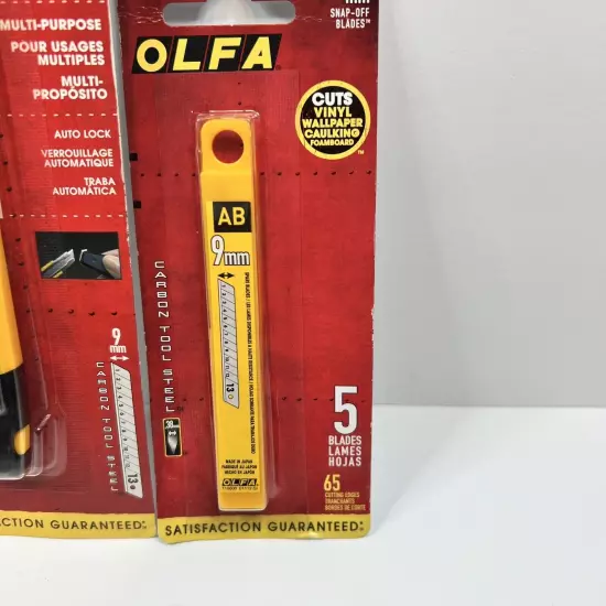 OLFA Pro 9mm standard duty snap-off knife with 1 pack of replacement blades.