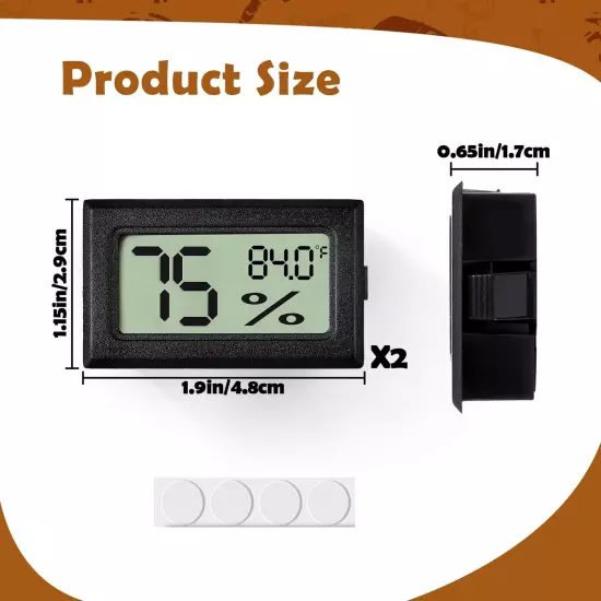 Reptile Thermometer and Humidity Gauge,2PCS Digital Adhesive Reptile Hydromet...