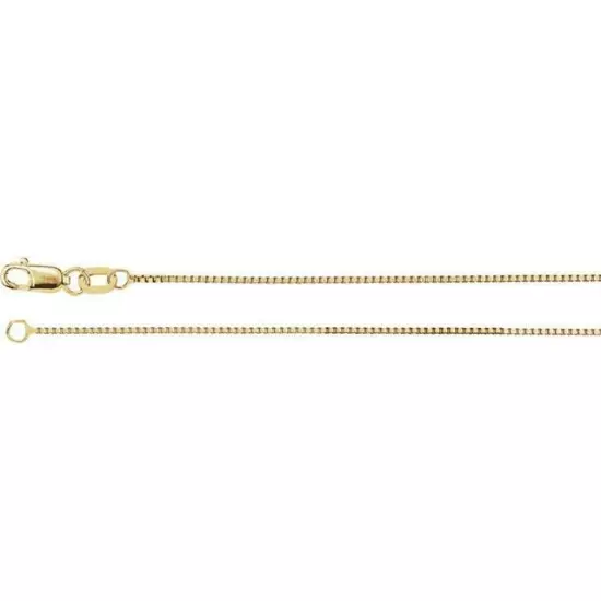 14K Solid Yellow Gold Box Necklace Real Gold Chain 18"