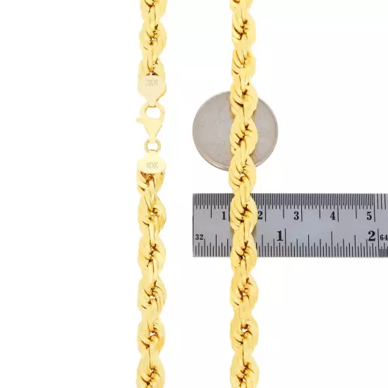 10K Yellow Gold Rope Diamond Cut Mens Chain Bracelet 8" -9" 6mm 7mm 8mm 9mm 10mm