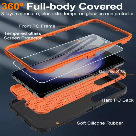 For Samsung Galaxy S23 Ultra/S22/FE/Plus Case Phone Cover Shockproof+Screen Glas