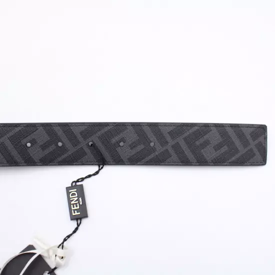 Fendi Reversible Belt Squared FF Logo Water Droplet Effect Buckle in Black/Grey