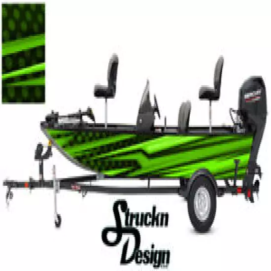 Lime Pontoon Wrap Modern Lines Fishing Abstract Graphic Bass Boat Decal Vinyl US