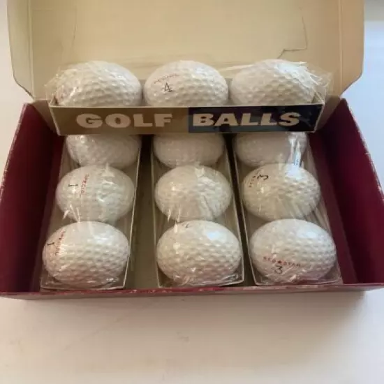 VINTAGE CUSTOM DESIGN RED STAR GOLF BALLS SPECIAL DOZEN NOS