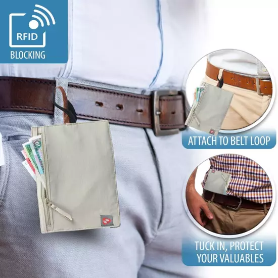 Lewis N. Clark RFID Blocking Money Belt Travel Pouch + Credit Card, ID, Passport