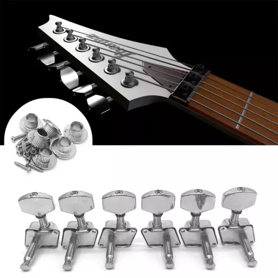 Acoustic Guitar String Tuning Pegs Machine Heads Tuners 3x3 Chrome Semiclosed US