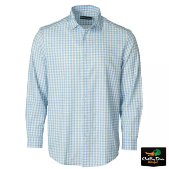 NEW BANDED GEAR CASUAL THE HUSTLE PERFORMANCE DRESS SHIRT - LIGHT BLUE CHECK