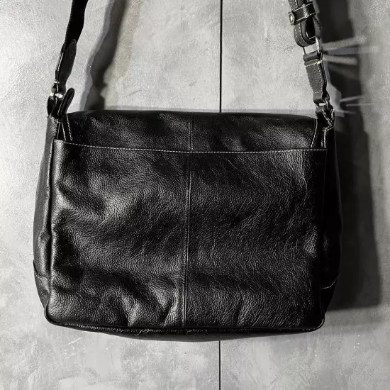 P.I.D Cow Leather Messenger Bag Black