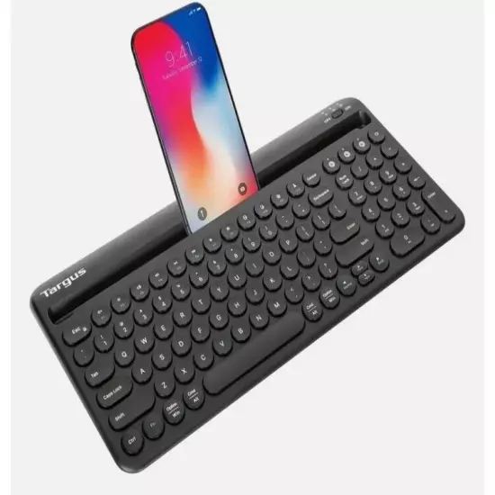 Targus Multi-Device Bluetooth Antimicrobial Keyboard with Tablet/Phone Cradle