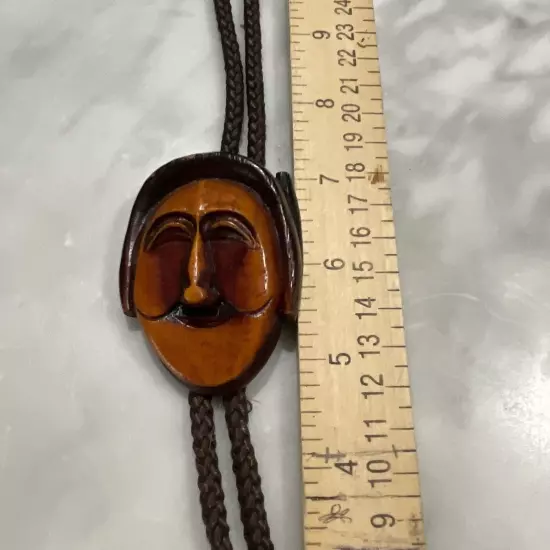 Vintage Korean Carved Face Hahoetal Mask Men's Bolo Tie