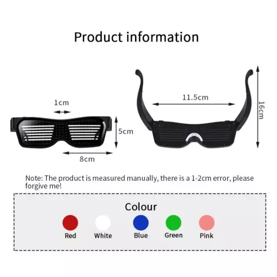 LED Luminous Party Glasses Bluetooth APP Control Programmable Text USB Charging