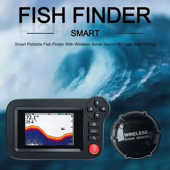 Underwater Depth Sounder With Fishing Detector 3.5" Wireless Sonar Fish Finder