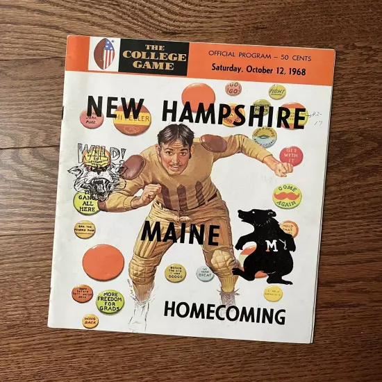 Vintage 1963 College Football Program - New Hampshire / Maine