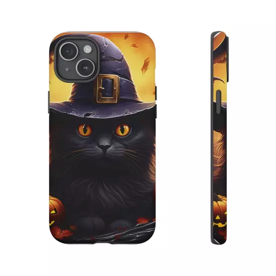 Custom Dual Layer Protective iPhone Case, Cat Witch