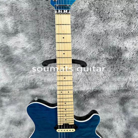 Solid Special Shape Blue Quilted Maple Electric Guitar FR Bridge 2H Open Pickups