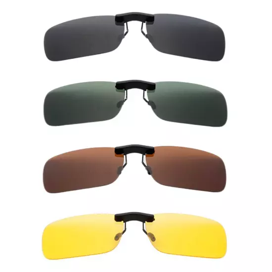 Night Vision Anti Glare Polarized Clip on Sunglasses Up Flip Lens BEST