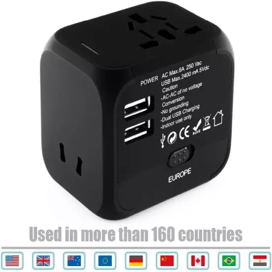 International Travel Adapter Universal Power Adaptor European Plug All In One