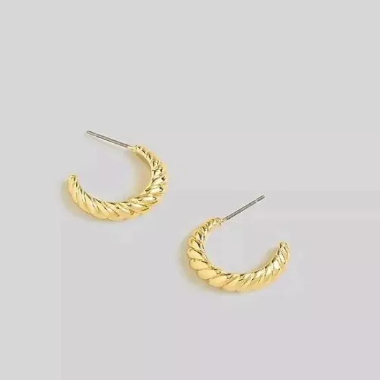 Madewell Textured Puffy Hoop Earrings, Gold 