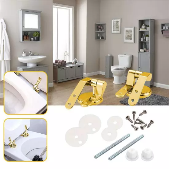 Durable Gold Toilet Hinges with Secure & Adjustable Fittings - Long-l D1P2