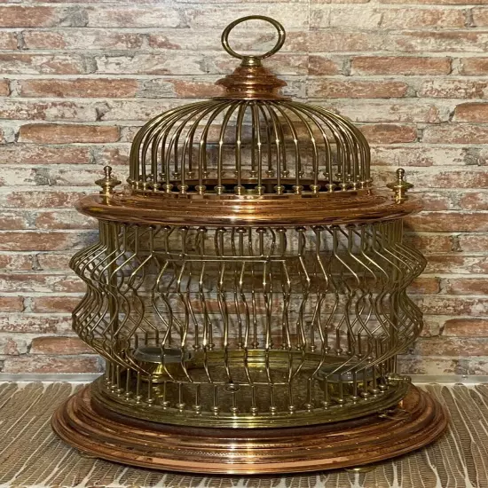 29” Stunning Decorative Brass Copper Dome Top Bird Cage Finials RARE