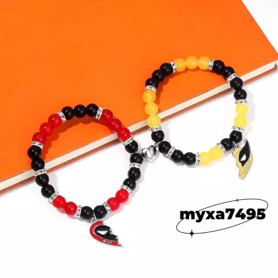 Cosplay Bracelet Deadpool 3 & Wolverine Beaded Heart Pendant Hand Chain Jewelry