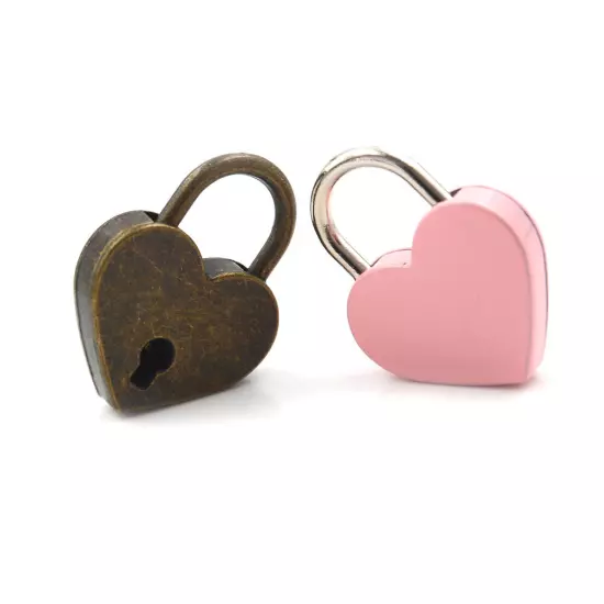 Mini Padlock Love Heart Shape Padlock Tiny Luggage Bag Case Lock With Key.vm