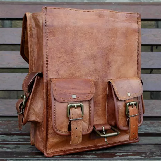 Messenger Vintage Men's Satchel New Brown Travel Bag Leather Backpack Rucksack