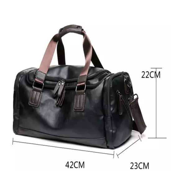 US Men's Leather Duffle Bag Handbag Travel Bag Weekend Overnight Bag BL