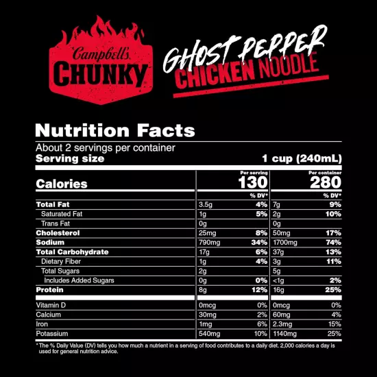 Campbell’S Chunky Soup, Ghost Pepper Chicken Noodle Soup, 18.6 Oz Can