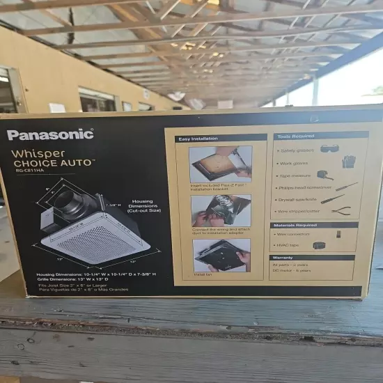 PanasonicRG-C811HA Whisper Choice Auto Pick-A-Flow 80/110 CFM Ceiling Bathroom