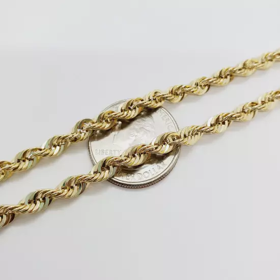 Real 10K Solid Yellow Gold 2mm-5mm Diamond Cut Rope Chain Necklace 16" - 30"