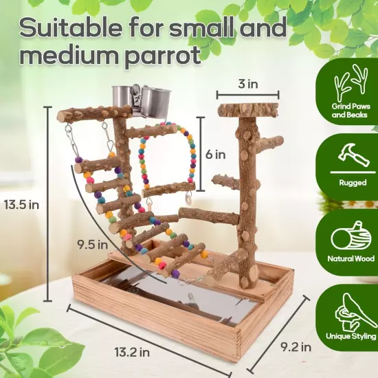 Bird Playground, Bird Perch Play Stand, Bird Conure Parakeets Parrots Cockati...