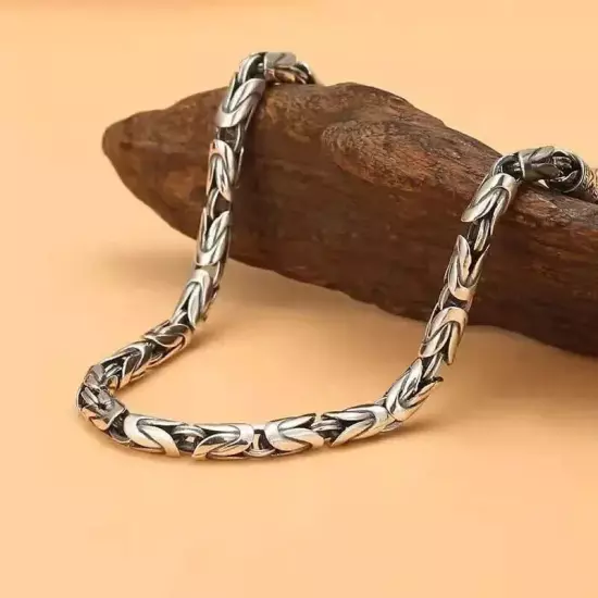 New Retro Silver 5mm Men's Safe Braided Bracelet Trendy Hip-hop Niche for Boyfr