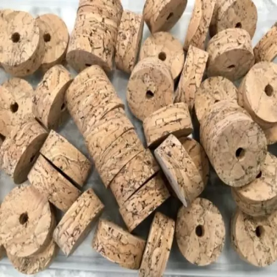 Cork Rings 36 River Burl #1 , 1 1/4" x 1/2" x 1/4" Hole