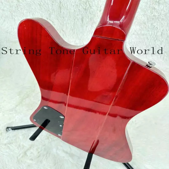 Red Custom Solid Body Electric Guitar White Pickguard 2H Pickups Chrome Part