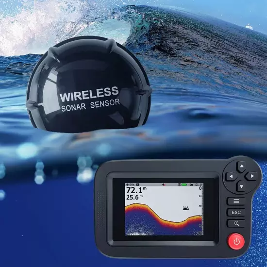 Underwater Depth Sounder With Fishing Detector 3.5" Wireless Sonar Fish Finder