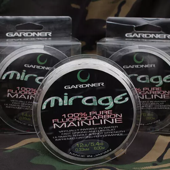 Gardner Tackle Mirage Fluorocarbon Mainline 200/600m 12/14 or 16lb *New*Fishing